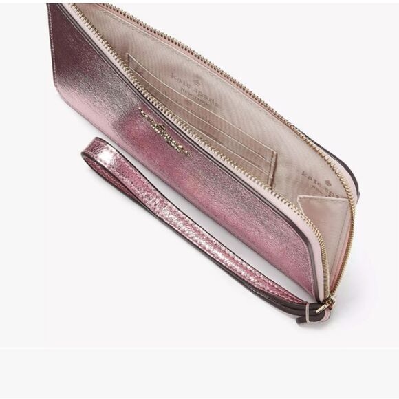 Kate Spade Mitten Pink Metallic Wristlet ~ Medium - Picture 4 of 7
